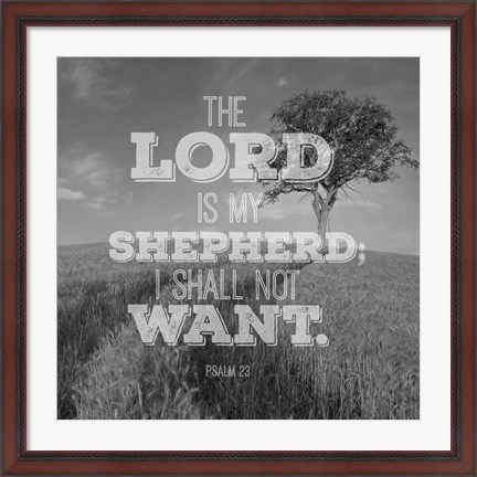 Framed Psalm 23 The Lord is My Shepherd - Field Print