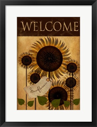 Framed Sunflowers Welcome Print