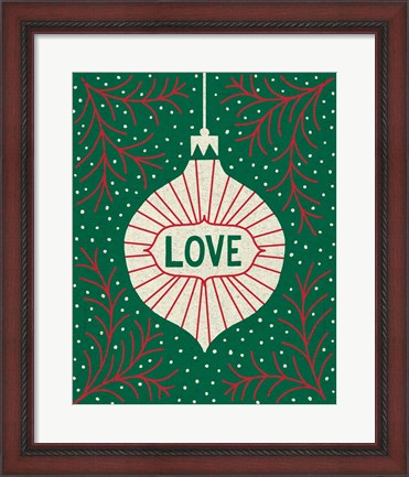 Framed Jolly Holiday Ornaments Love Print