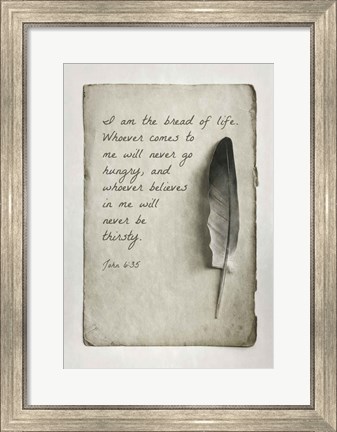 Framed John 6:35 I am the Bread of Life (Gray) Print