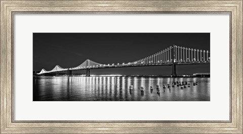 Framed Bay Bridge lit up at night, San Francisco, California Print