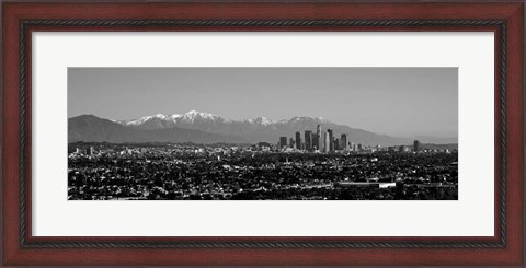 Framed High angle view of a city, Los Angeles, California BW Print