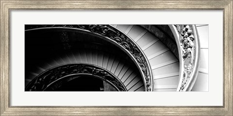 Framed Spiral Staircase, Vatican Museum, Rome, Italy BW Print