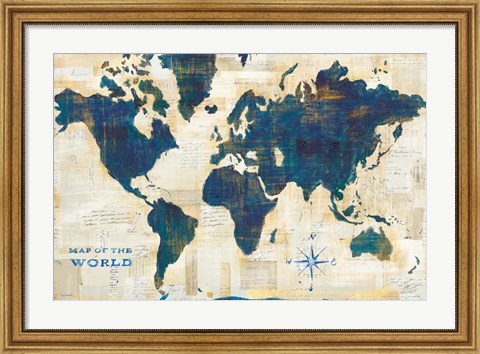 Framed World Map Collage Print