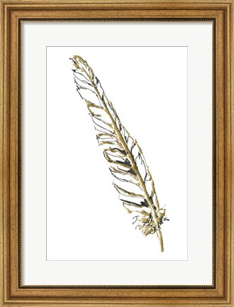 Framed Gilded Swan Feather I Print