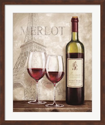 Framed Wine in Paris III Print