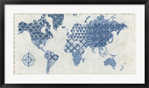 Framed Indigo Gild Map Maki Print