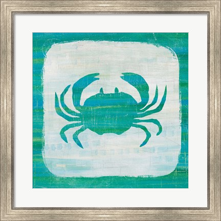 Framed Ahoy V Blue Green Print