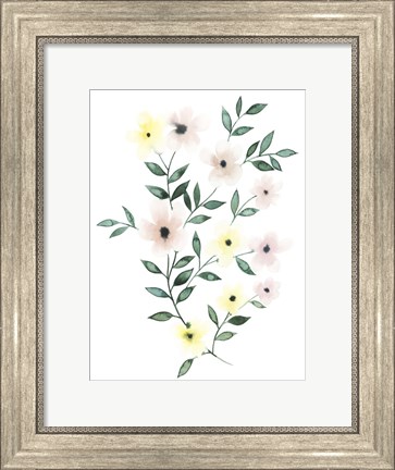 Framed Trellis Flowers II Print
