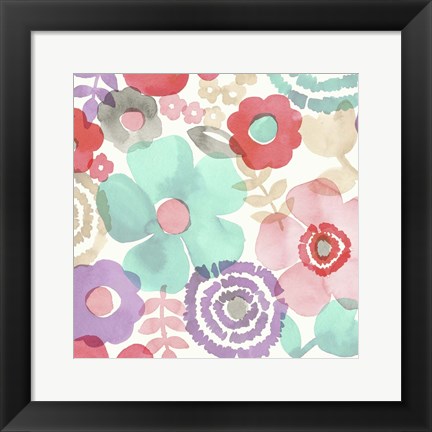 Framed Ocean Shores Floral I Print