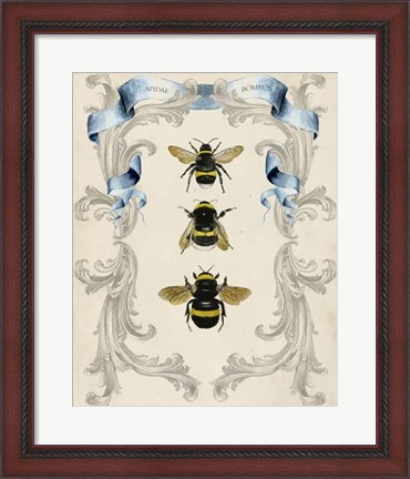 Framed Bees &amp; Filigree I Print