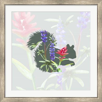 Framed Green Floral Squirrel Print