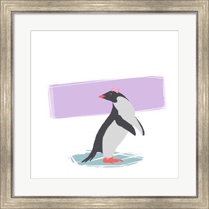 Framed Minimalist Penguin, Girls Part I Print