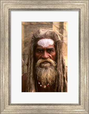 Framed Close-up of Religious Man in Kathmandu, Nepal Print