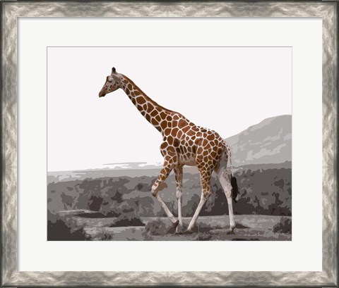 Framed Pop of Color Lone Giraffe Print