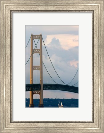 Framed Mackinac Bridge on a Clear Day Print