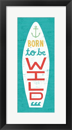 Framed Beach Bums Surf Board I Print