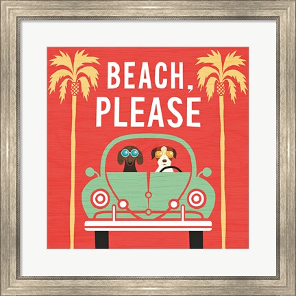 Framed Beach Bums Beetle I Square Print