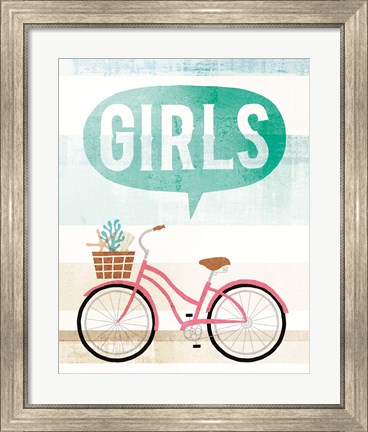 Framed Beach Cruiser Girls II Print