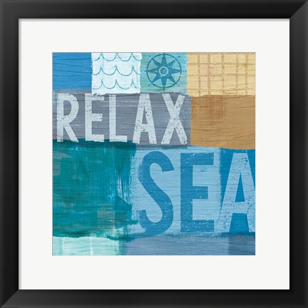 Framed Beachscape Collage III Print