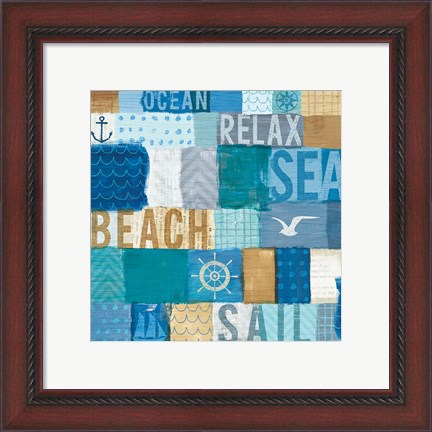 Framed Beachscape Collage I Print