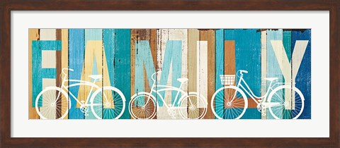 Framed Beachscape Bicycle Family Print