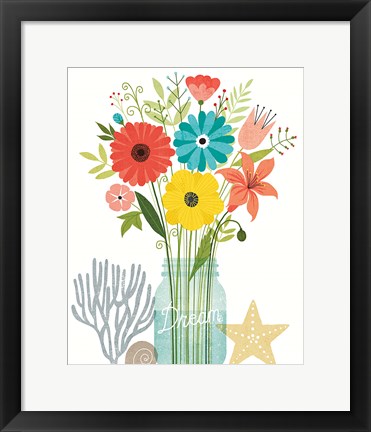 Framed Seaside Bouquet III Mason Jar Print