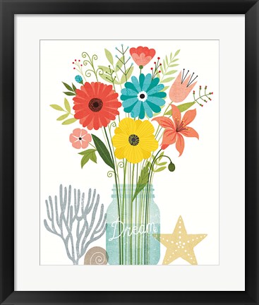 Framed Seaside Bouquet III Mason Jar Print