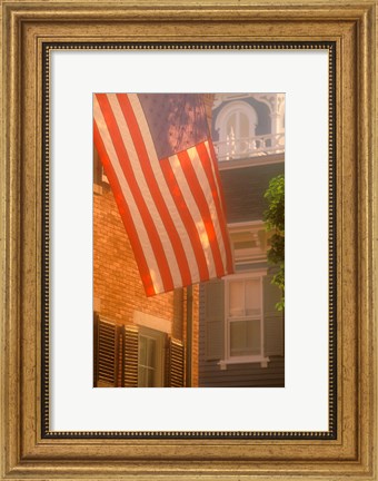 Framed Massachusetts, Nantucket Island, US flag Print