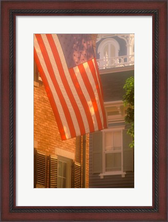 Framed Massachusetts, Nantucket Island, US flag Print