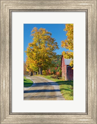 Framed Road beside Classic Farm in Autumn, New Hampshire Print