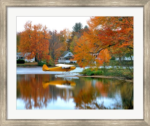 Framed Float plane reflects on Highland Lake, New England, New Hampshire Print