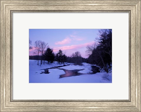 Framed Winter from Bridge on Lee-Hook Road, Wild and Scenic River, New Hampshire Print