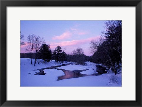 Framed Winter from Bridge on Lee-Hook Road, Wild and Scenic River, New Hampshire Print