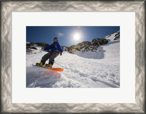 Framed Snowboarder in Tuckerman Ravine, White Mountains National Forest, New Hampshire Print