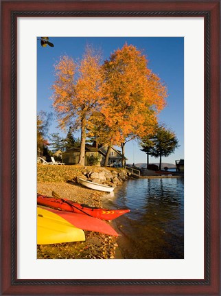 Framed Kayaks, Lake Winnipesauke, New Hampshire Print