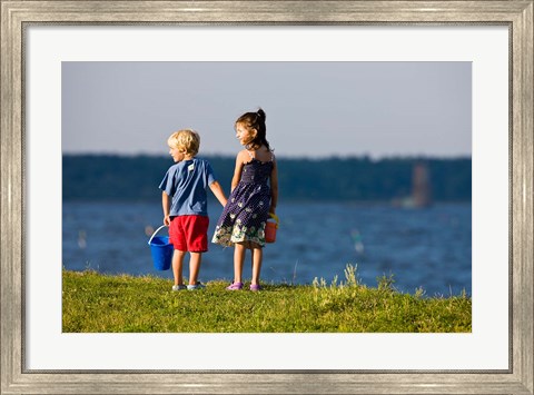 Framed Children, Odiorne State Park, New Hampshire Print