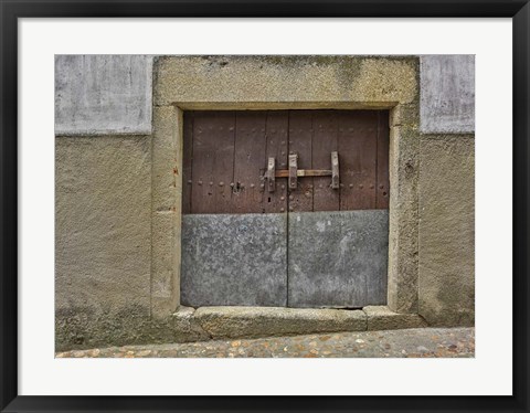 Framed Wooden Door, San Martin de Trevejo, Spain Print