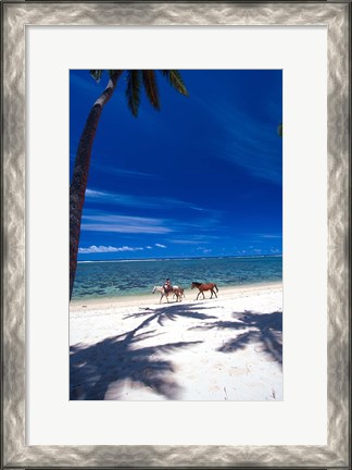 Framed Palm Trees and Horses, Tambua Sands, Coral Coast, Fiji Print