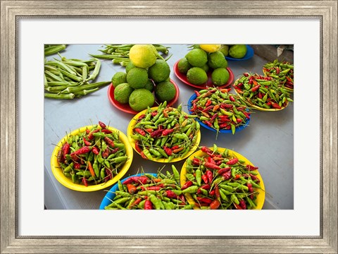 Framed Peppers, fruit and vegetable outdoor market, Suva, Fiji Print