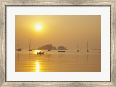 Framed Tavern Island at Sunrise, Rowayton, Connecticut Print