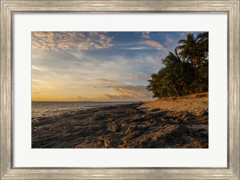 Framed Late afternoon light on a beach on Beachcomber island, Mamanucas Islands, Fiji, South Pacific Print