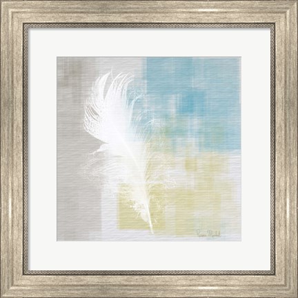 Framed White Feather Abstract I Print