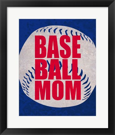 Framed Baseball Mom In Blue Print