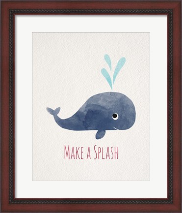 Framed Make a Splash Whale White Print