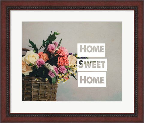 Framed Home Sweet Home Flower Basket Color Print