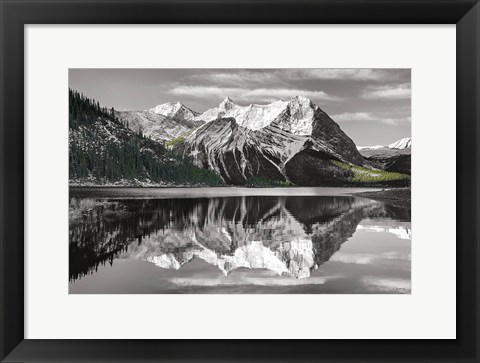 Framed Kananaskis Lake Reflection BW with Color Print