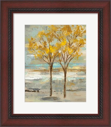 Framed Golden Tree and Fog II Print