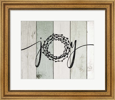 Framed Joy Rustic Wreath II Print