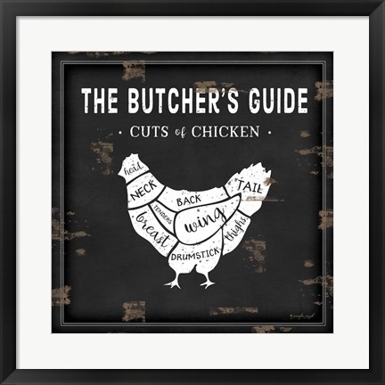 Framed Butcher&#39;s Guide Chicken Print